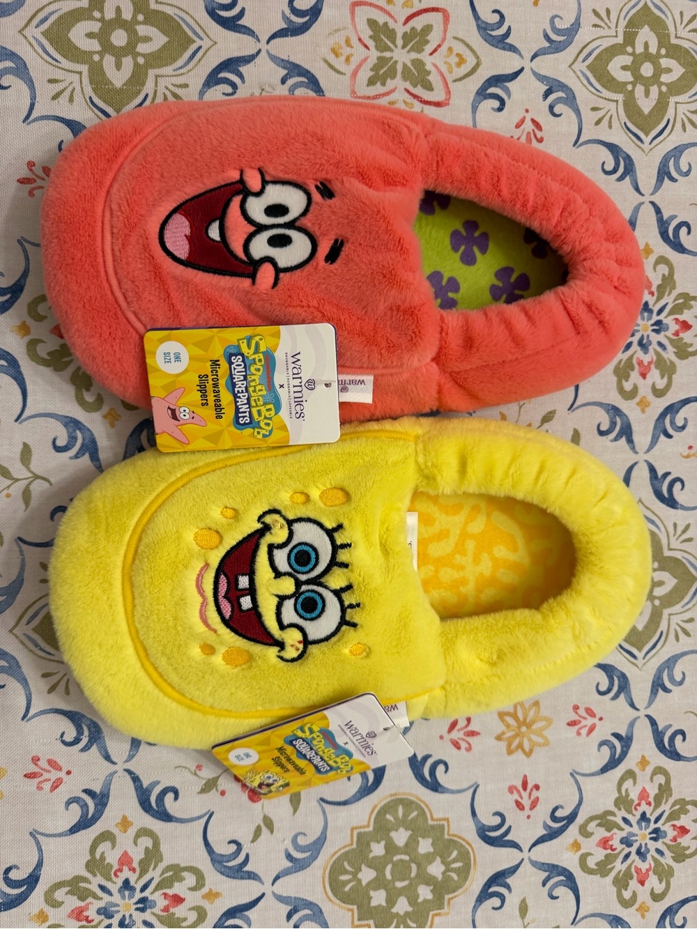 SpongeBob & Patrick Warmies Microwaveable Herbal Slippers, one size, NWT